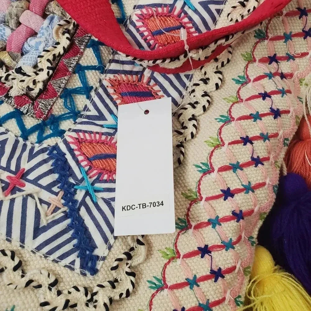 Katydid Embroidered Multicolor Canvas Tote Bag - Picture 6 of 8